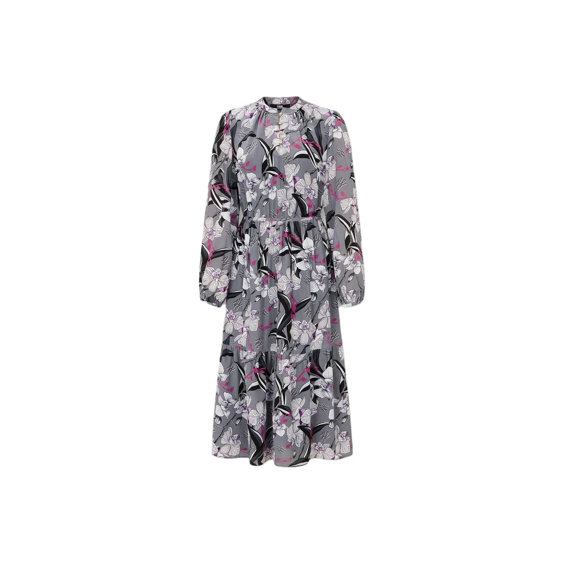 Karl Lagerfeld Длинное платье с длинными рукавами женское серое