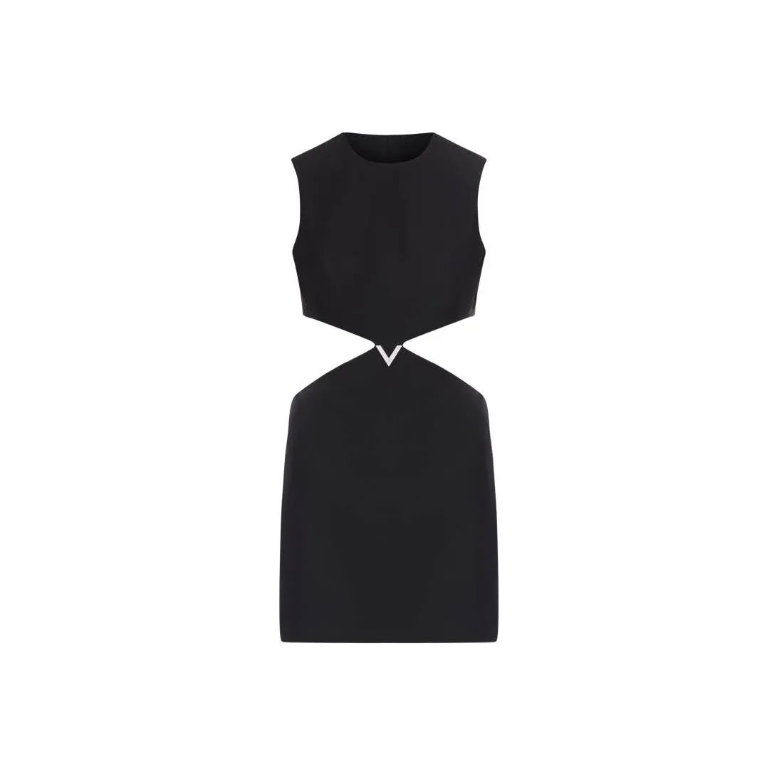 Valentino Crepe Couture Cut Out Sleeveless Dress