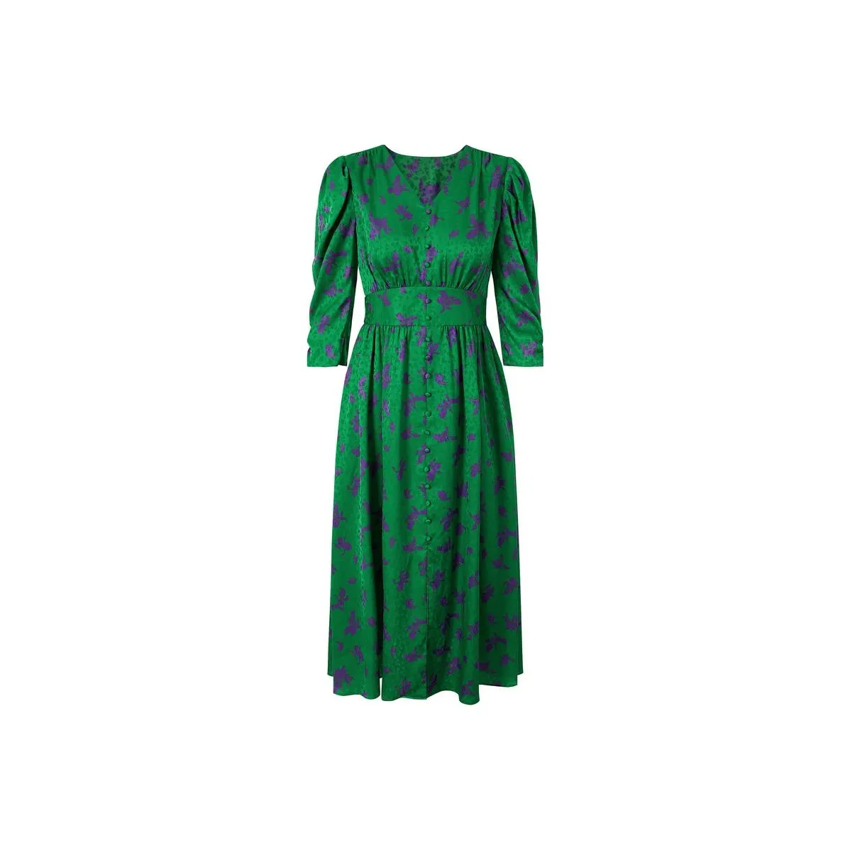 JZ. ANNAKRO Длинное платье с длинными рукавами женское цветочный зеленый