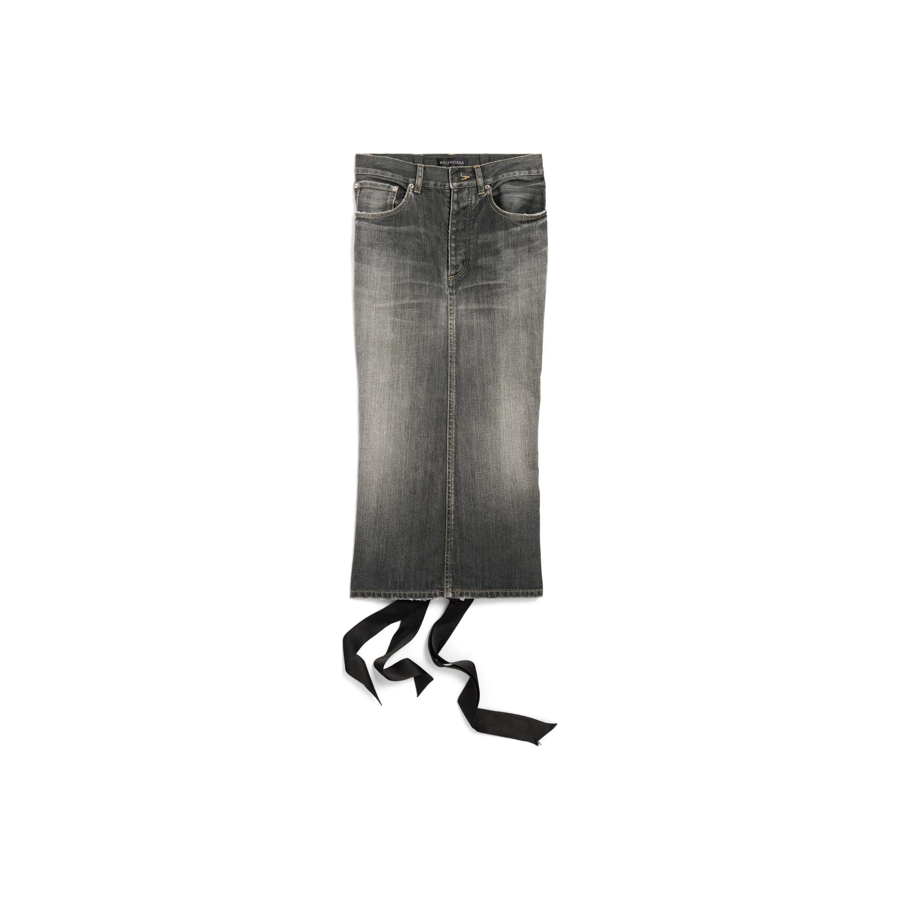 Balenciaga SS25 Denim Long Skirt Regular Fit Women's Smoke Gray