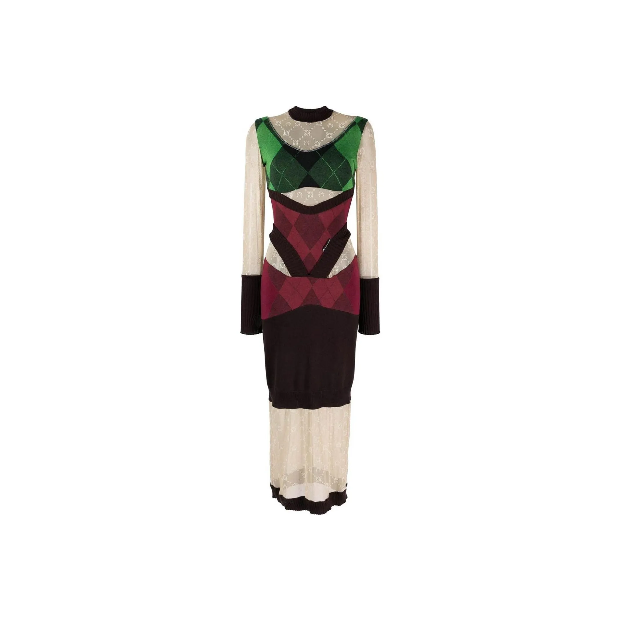Marine Serre Regenerated Lozenge Knit Fitted Dress