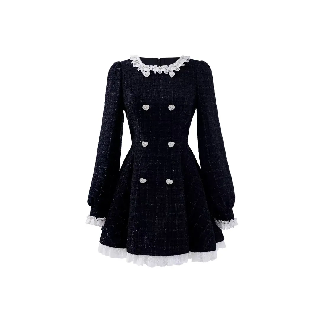 AFGGD Long Sleeved Dresses Women's Black