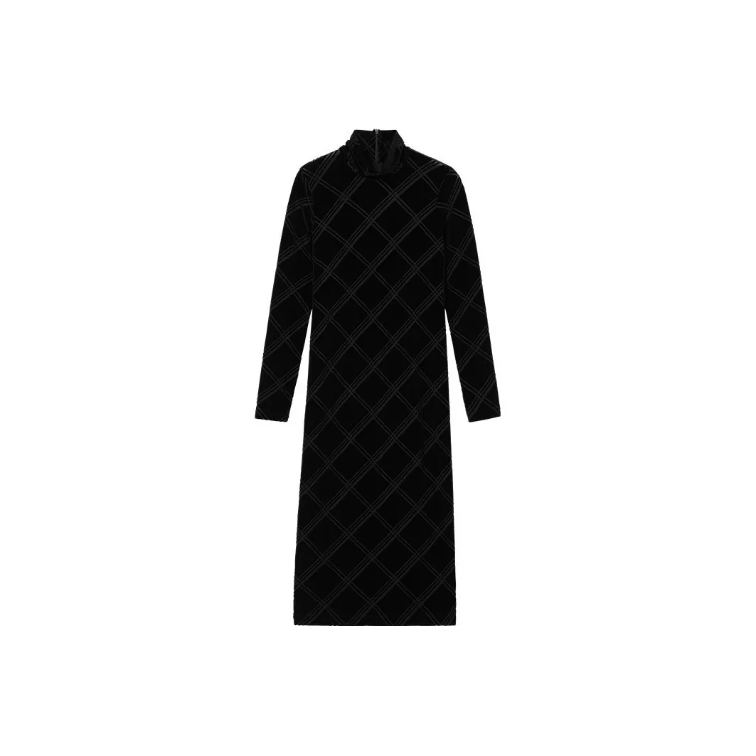 CLUB MONACO Long-Sleeved Dresses Women's Black Plaid