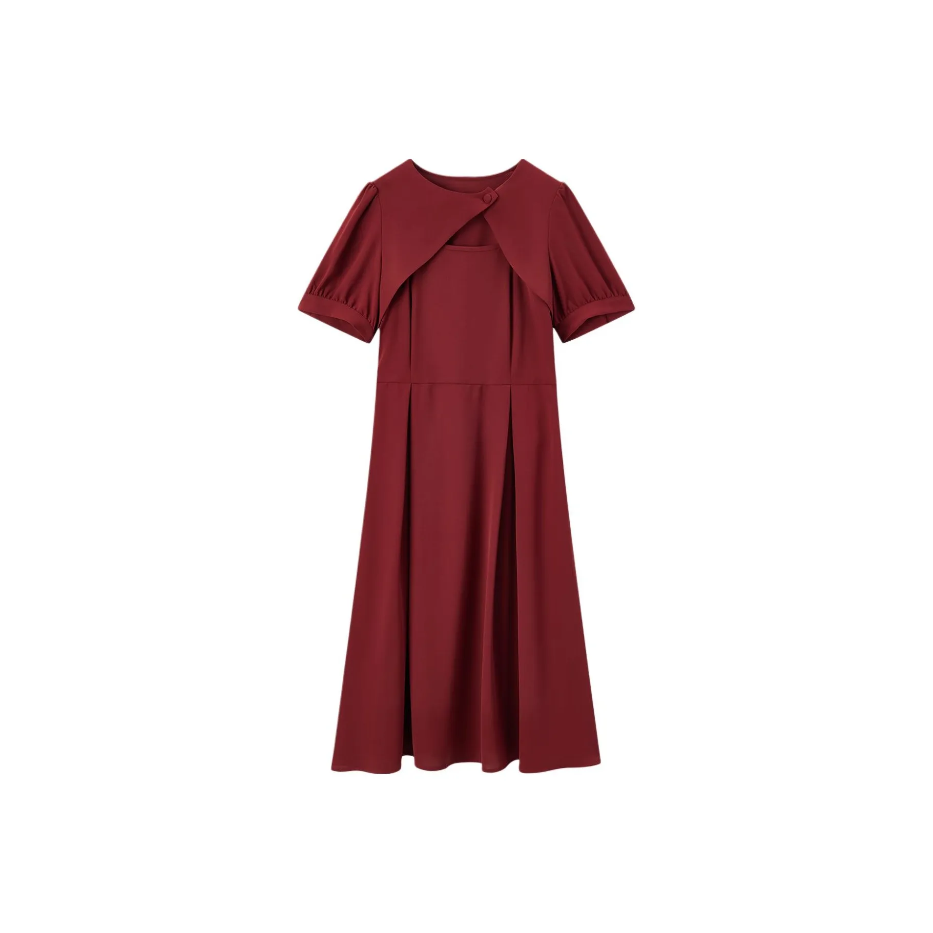 EICHITOO Короткое платье с короткими рукавами женское темно-красное