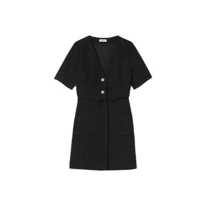 SANDRO Black Женские Короткие Платья с Рукавами