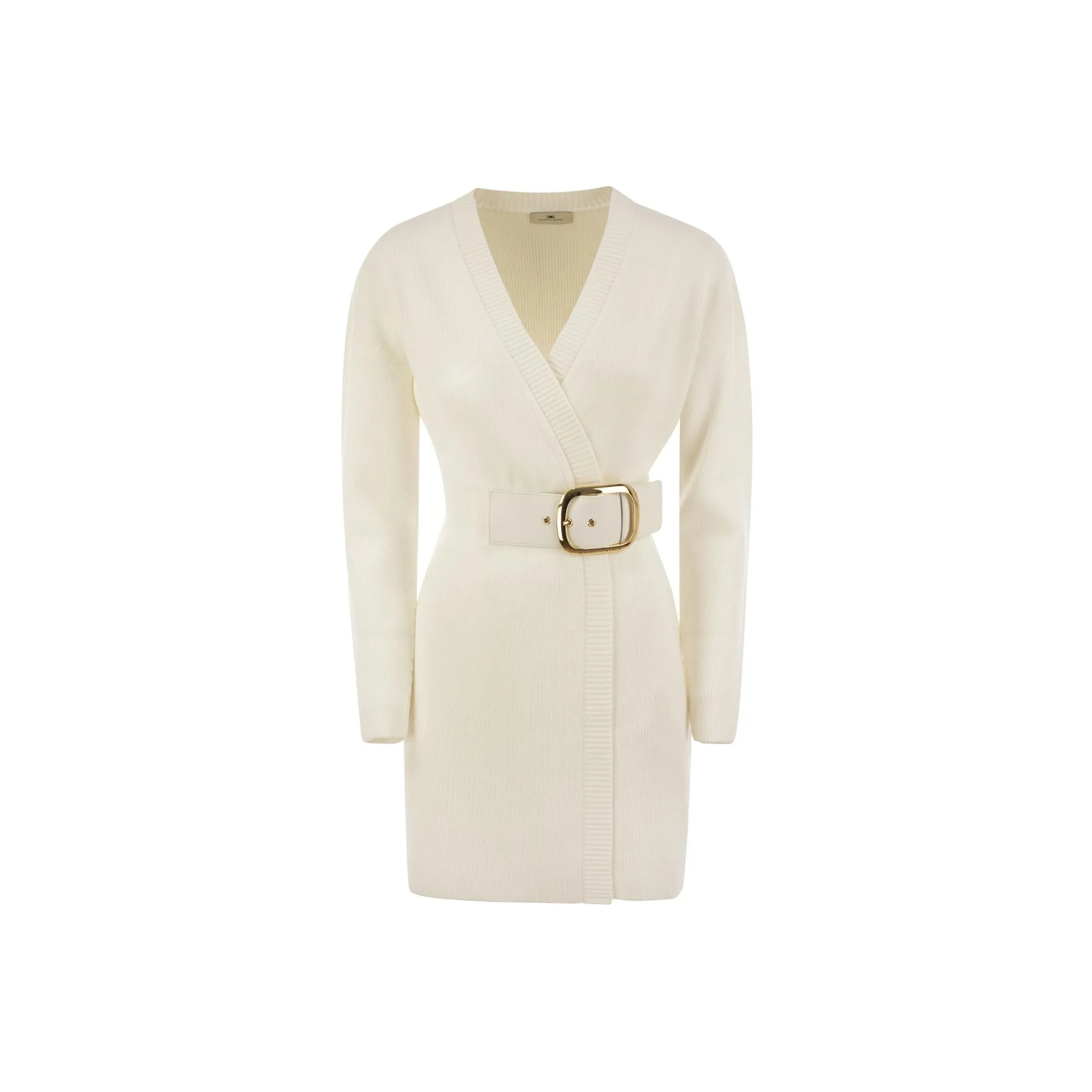 Elisabetta Franchi Maxi Buckled V Neck Coat Dress