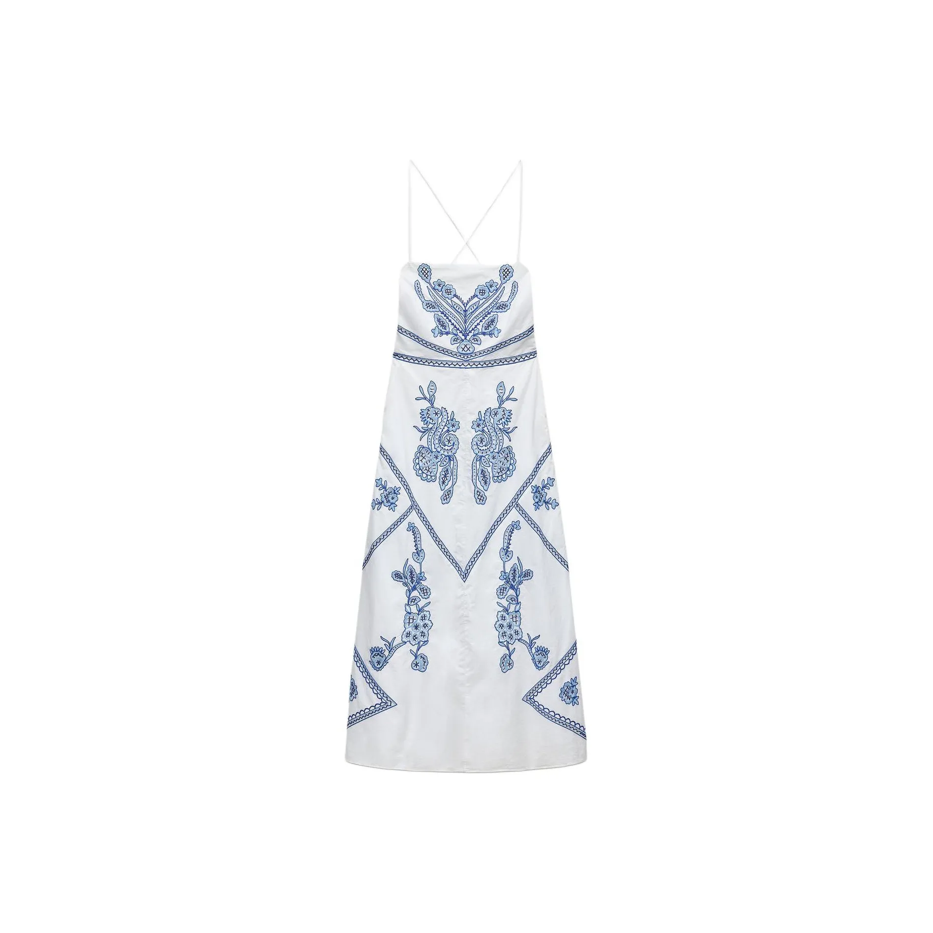 ZARA ZW Series Slip Dresses Women's White/Blue