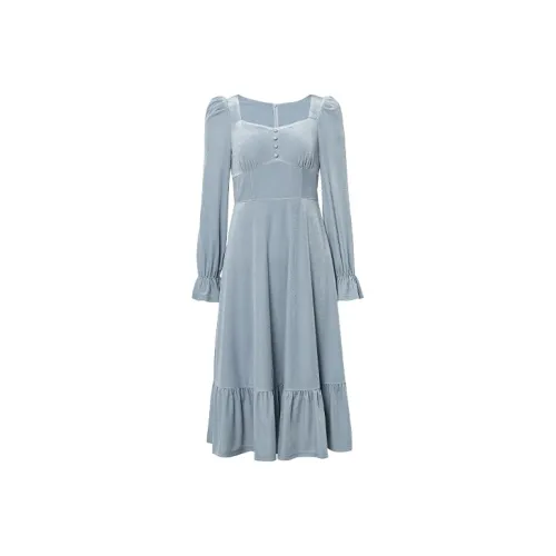 TAMMY TANGS Blue Женские Длинные Платья с Рукавами