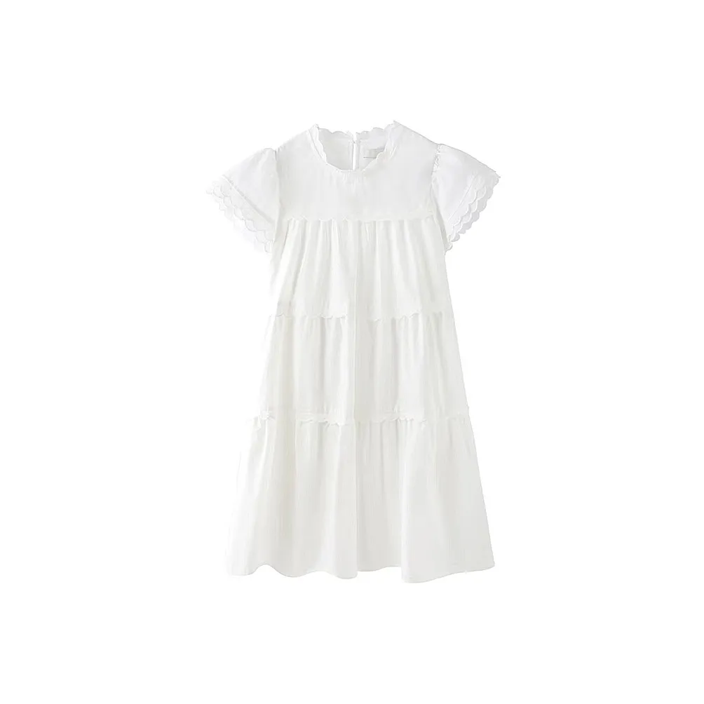 AFGGD Короткий рукав платье женский белый