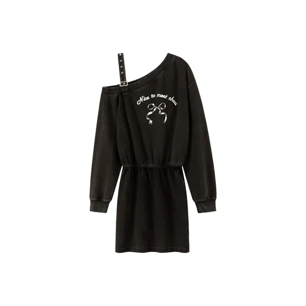 CHUU Long Sleeved Dress Women's Black Gray