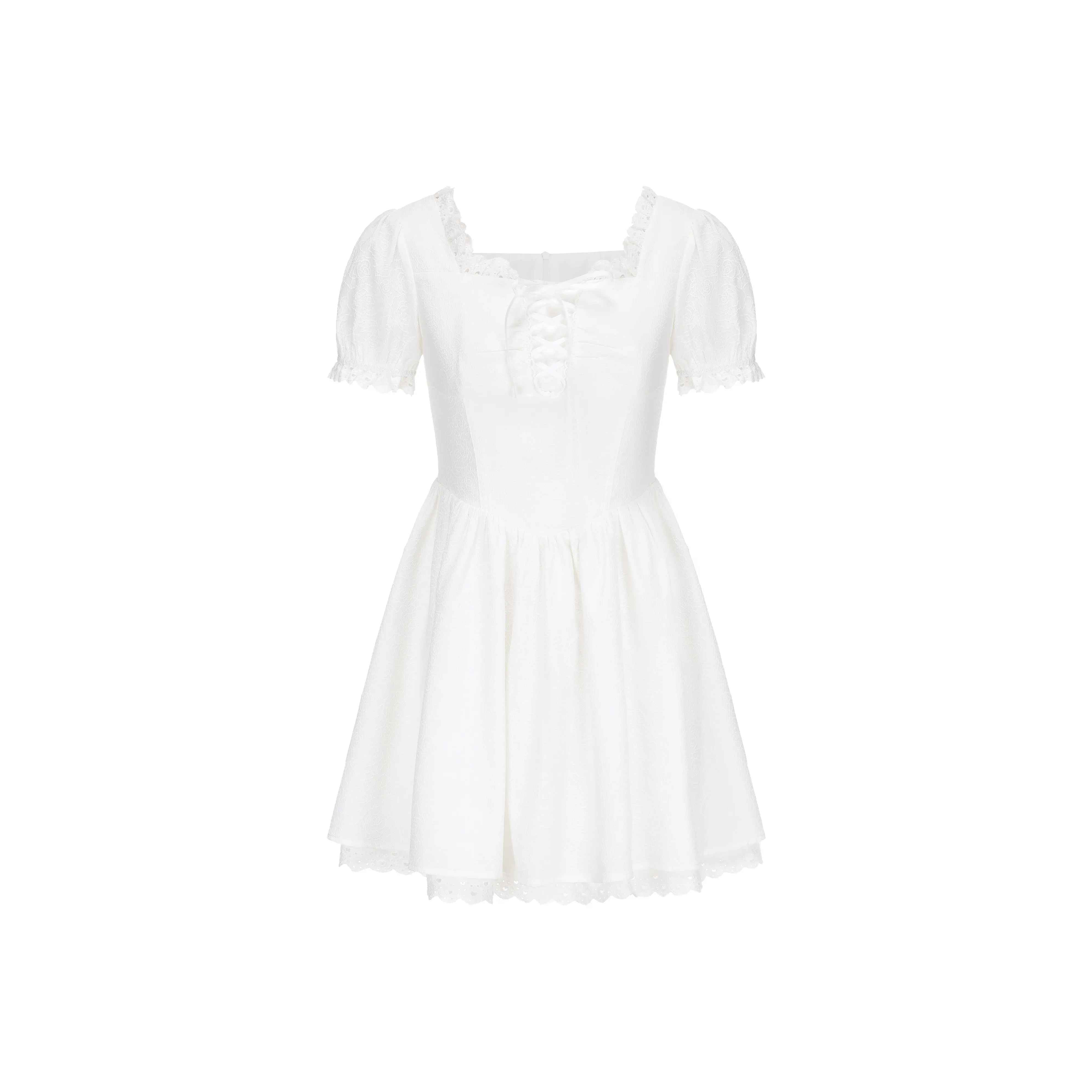 CHIWAWAMEME Short Sleeved Dress Women's First Love White