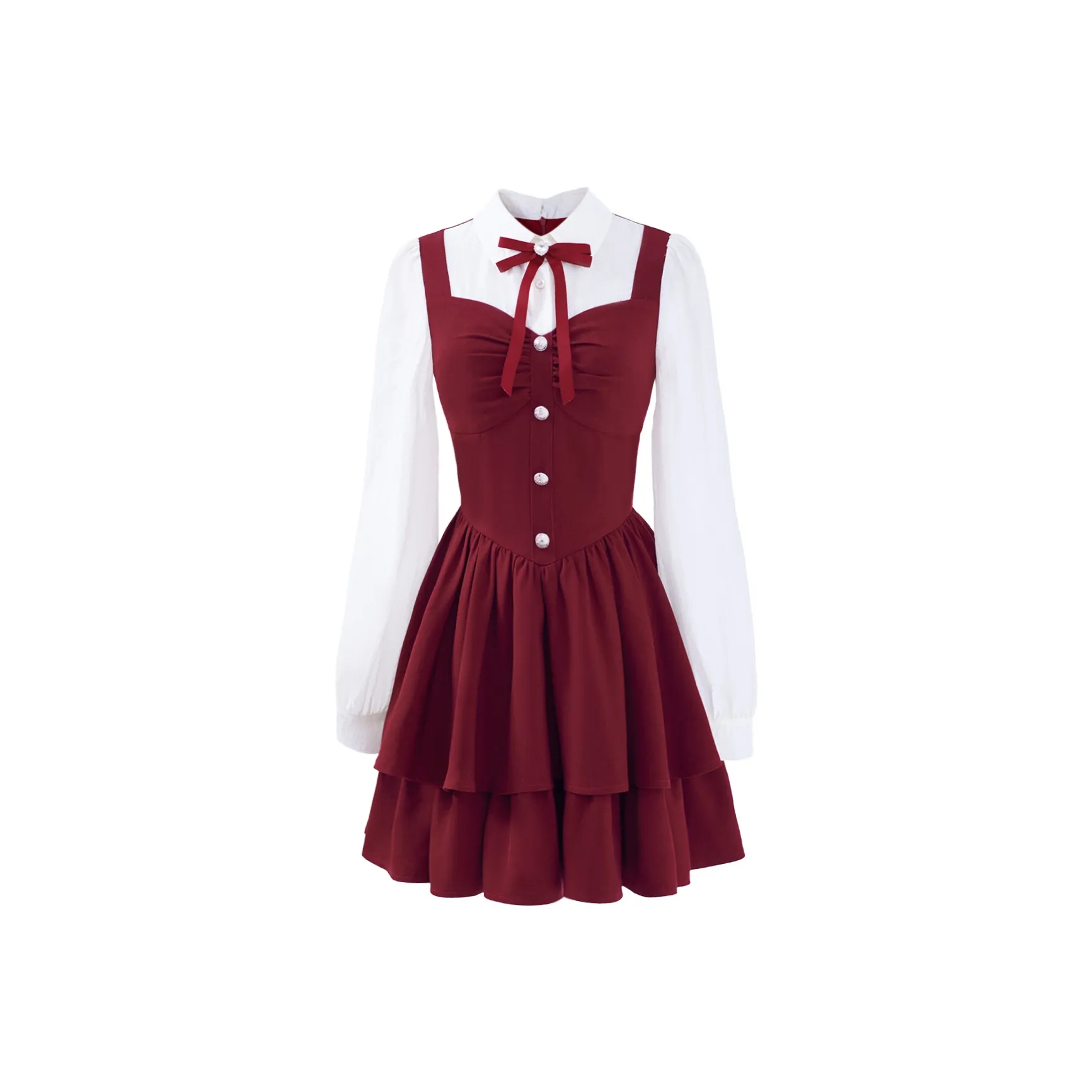 Blovelan Long Sleeved Dress Women's Garnet Red