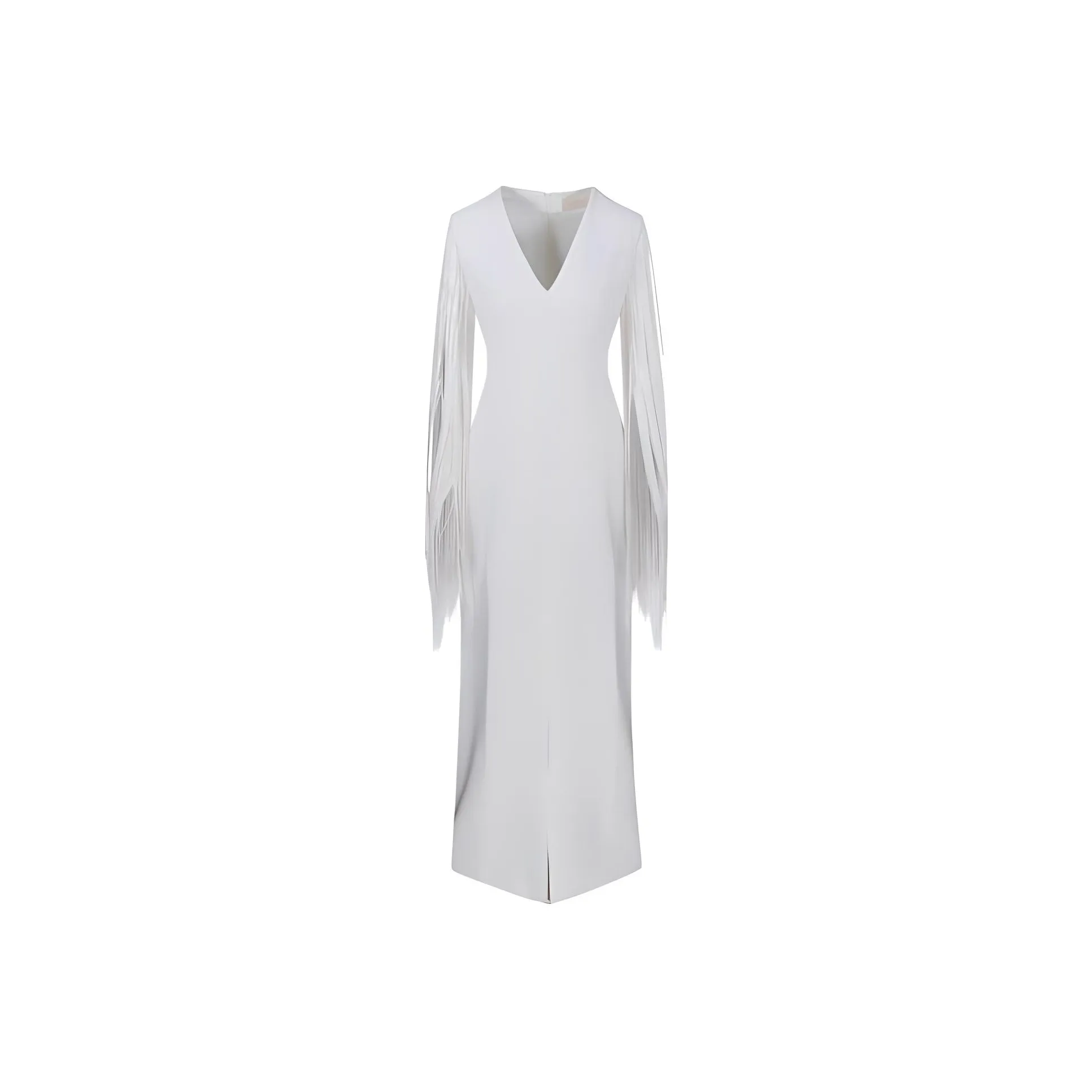 Max Mara V neck Fringed Cady Dress