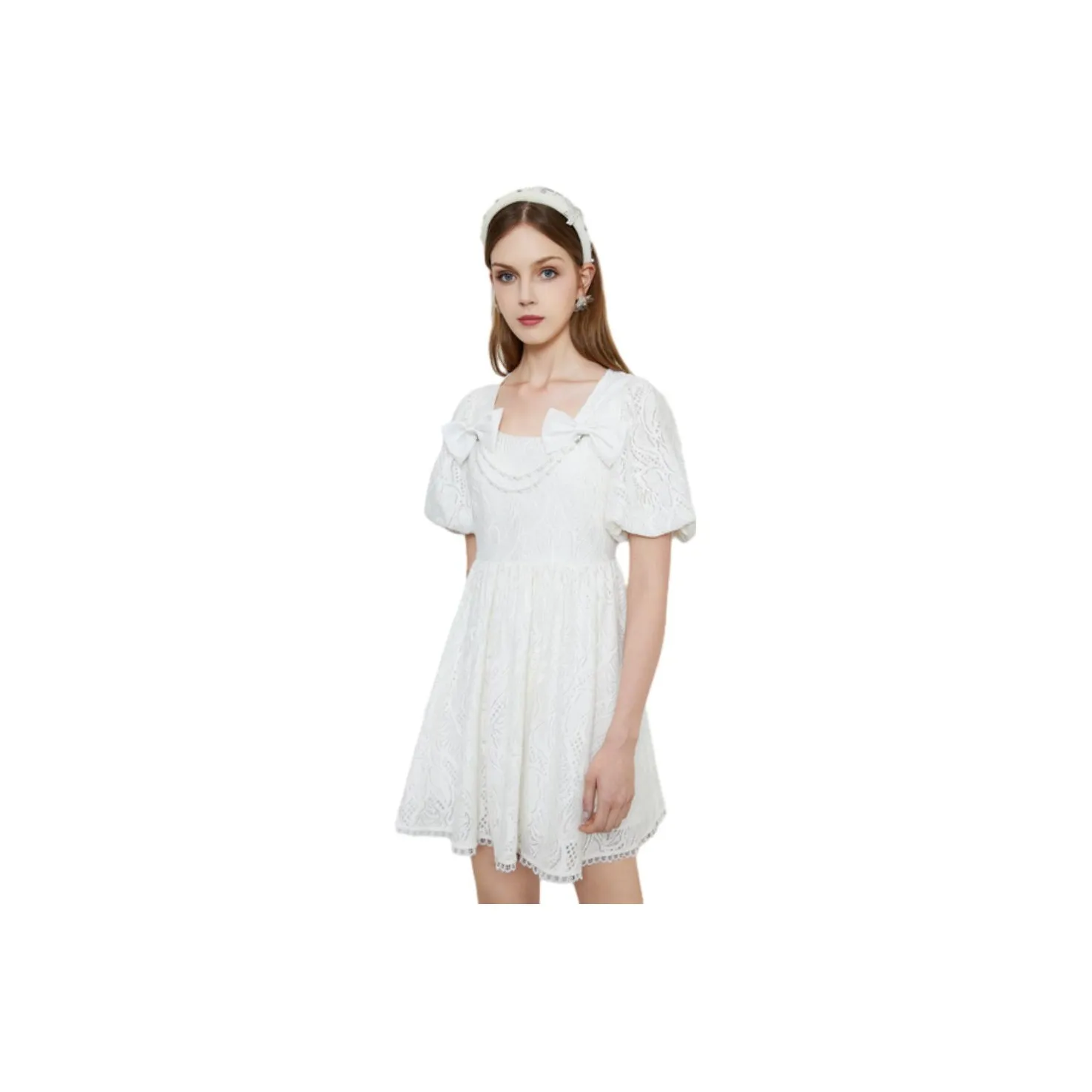AIVEI Short-Sleeved Dresses Women's White