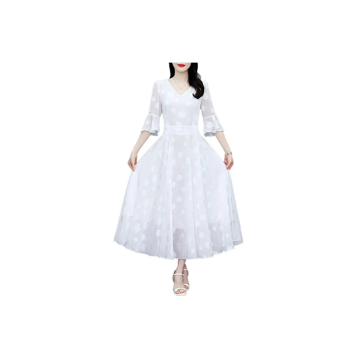AHDO Short Sleeved Dress Women's White