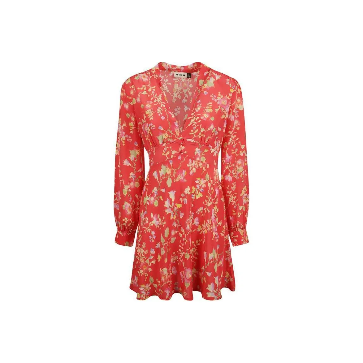 Rixo V Neck Floral Printed Mini Dress