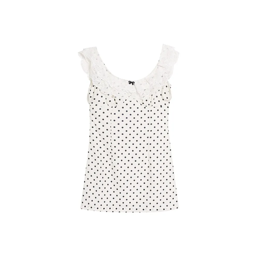 BVODE Без рукавов Платье Женское Белое в горошек