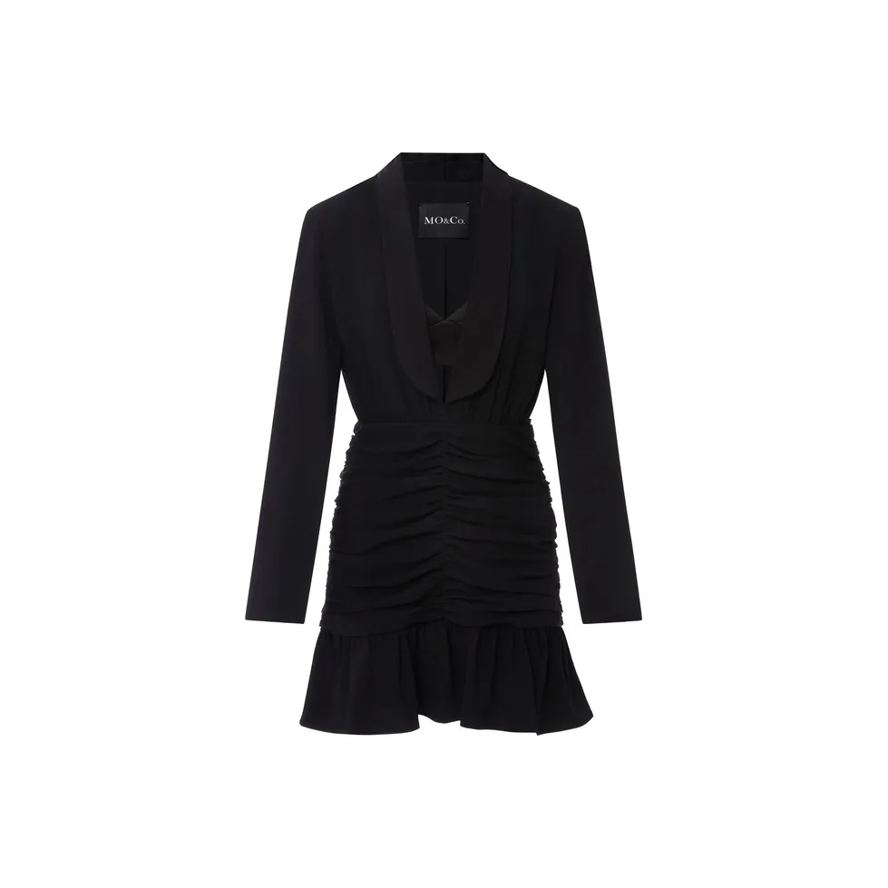 MOCO Длинное платье с длинными рукавами женское черное