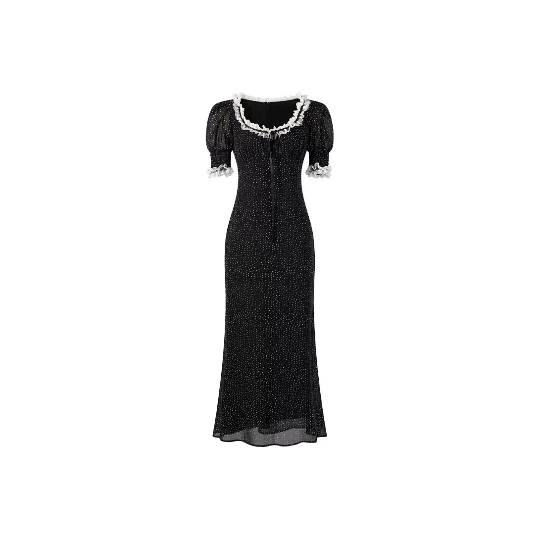 Yvetteclassic Короткий рукав Платье Женское Черное