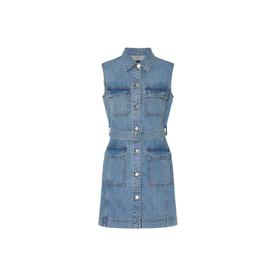 MOCO Без рукавов Платье Женское Джинсовый синий