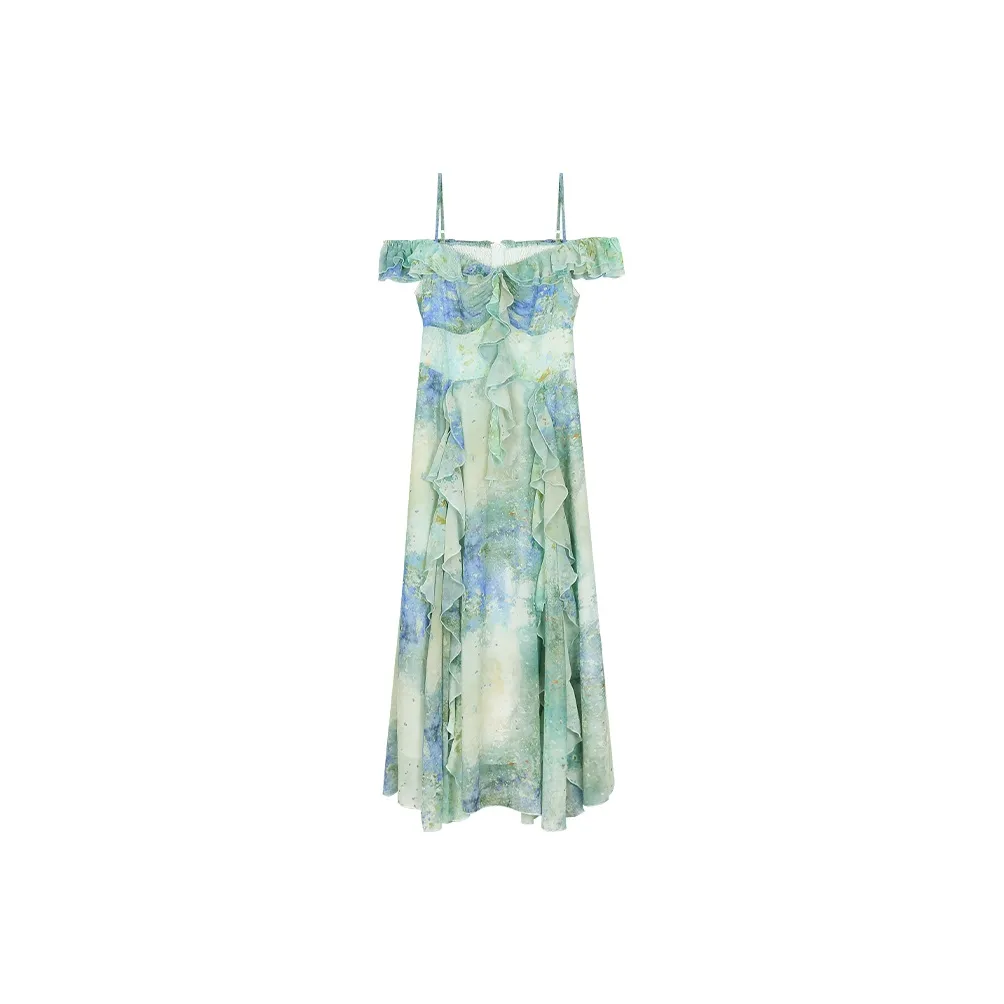 ANNIBUHUO Slip Dresses Women's Green