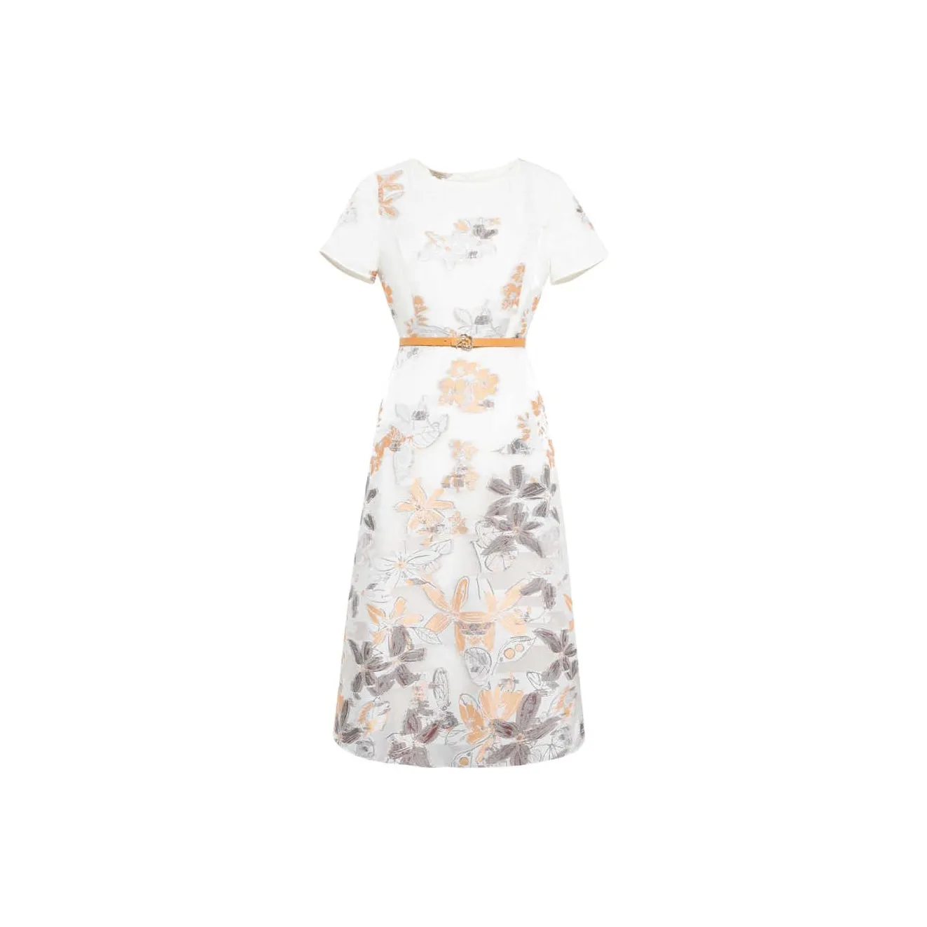 BBLLUUEE Короткий рукав Платье Женское Ri MU Оранжевый