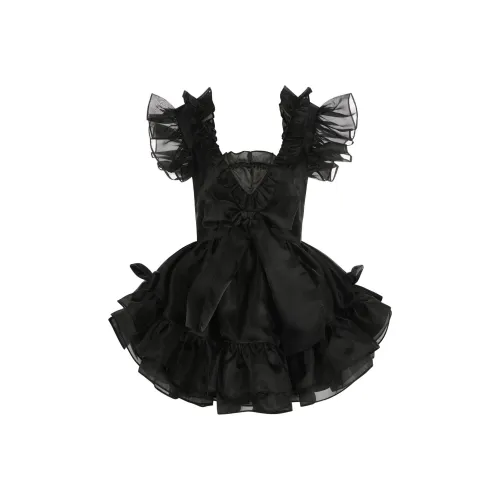 Selkie Black Женские Короткие Платья с Рукавами