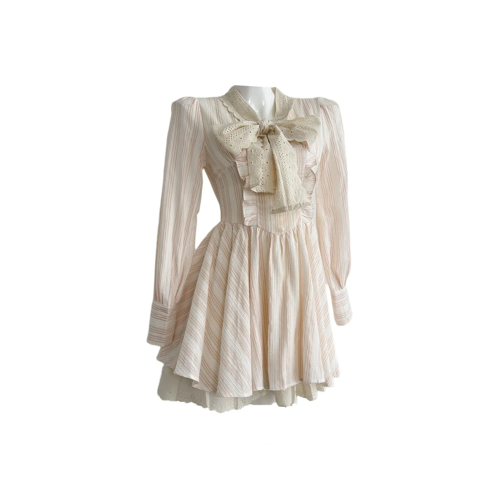 ONE PASS STUDIO Длинное платье с длинными рукавами женское розовое