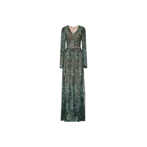 M Missoni Зеленое Женское Длинное Платье с Рукавами
