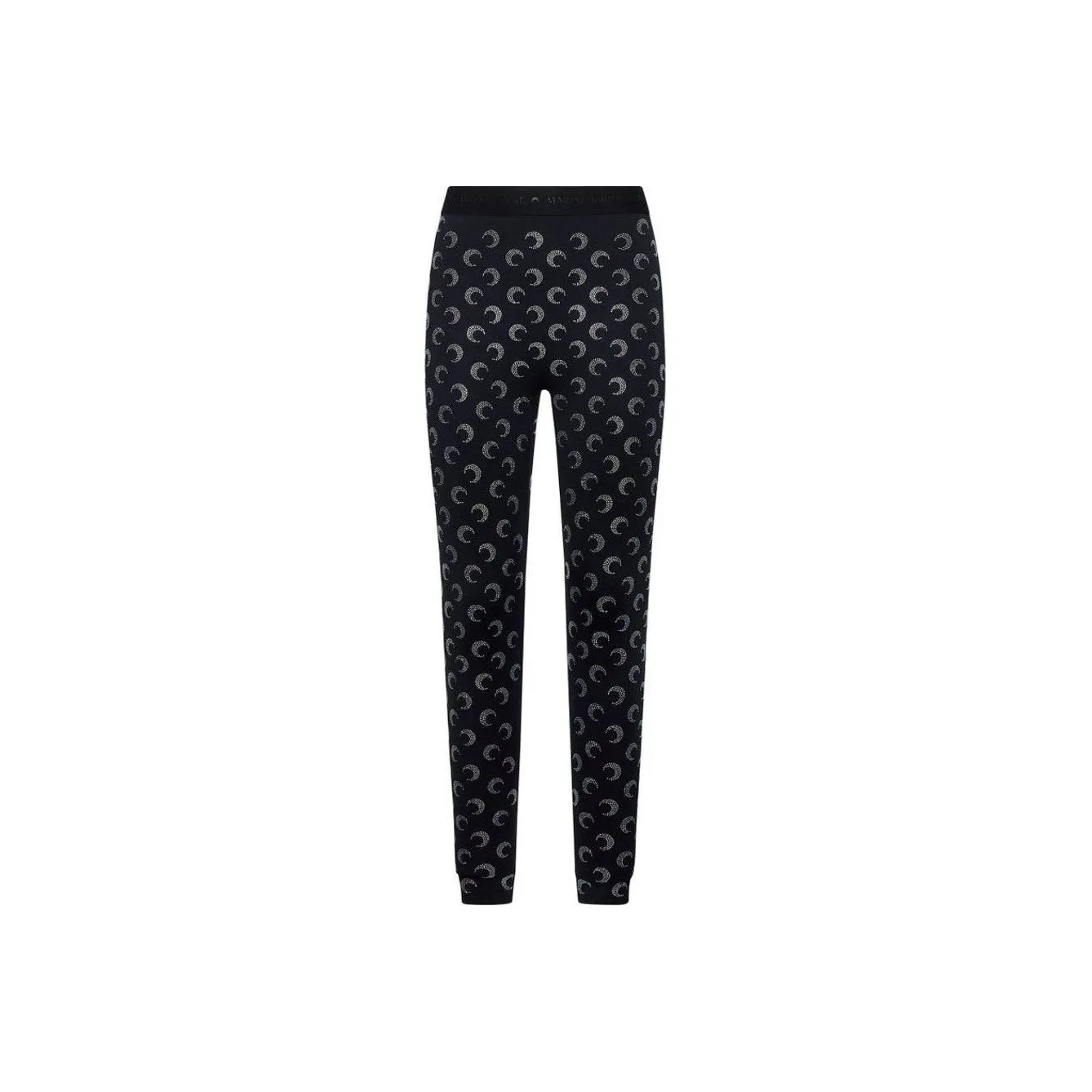 Marine Serre Moon Rhinestoned Jersey Stirrup Leggings 'Black Strass'