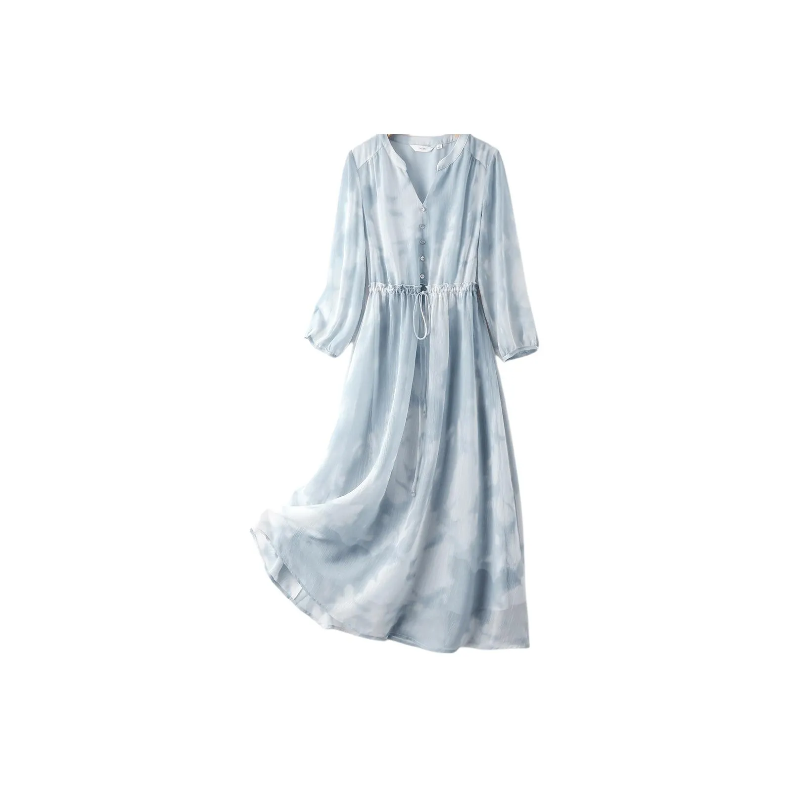 IHIMI Длинное платье с длинными рукавами женское синее