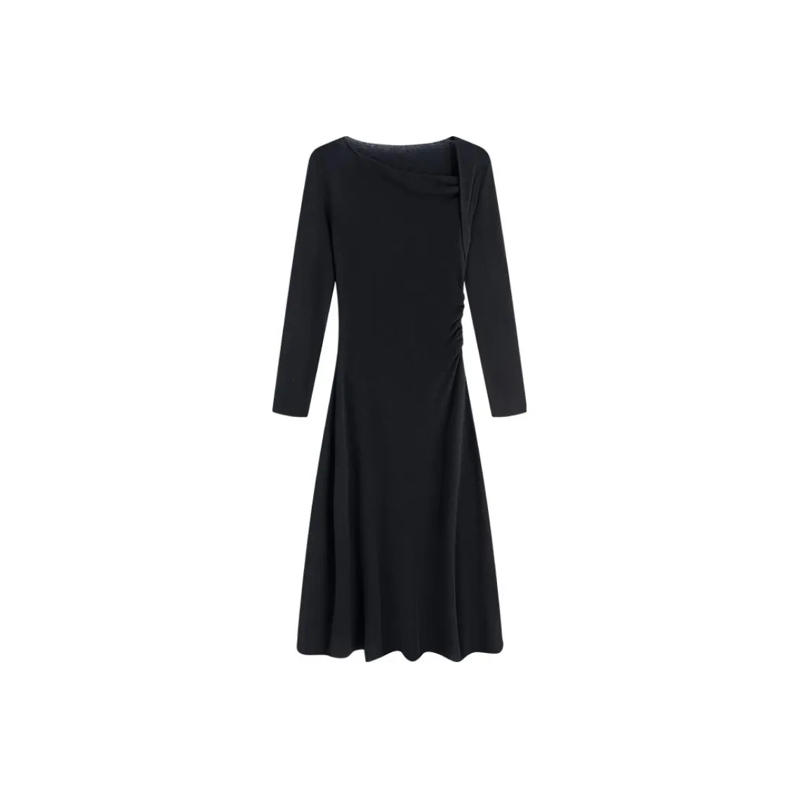 MOSIIMORII Длинное платье с длинными рукавами женское ромбовидный узор черный