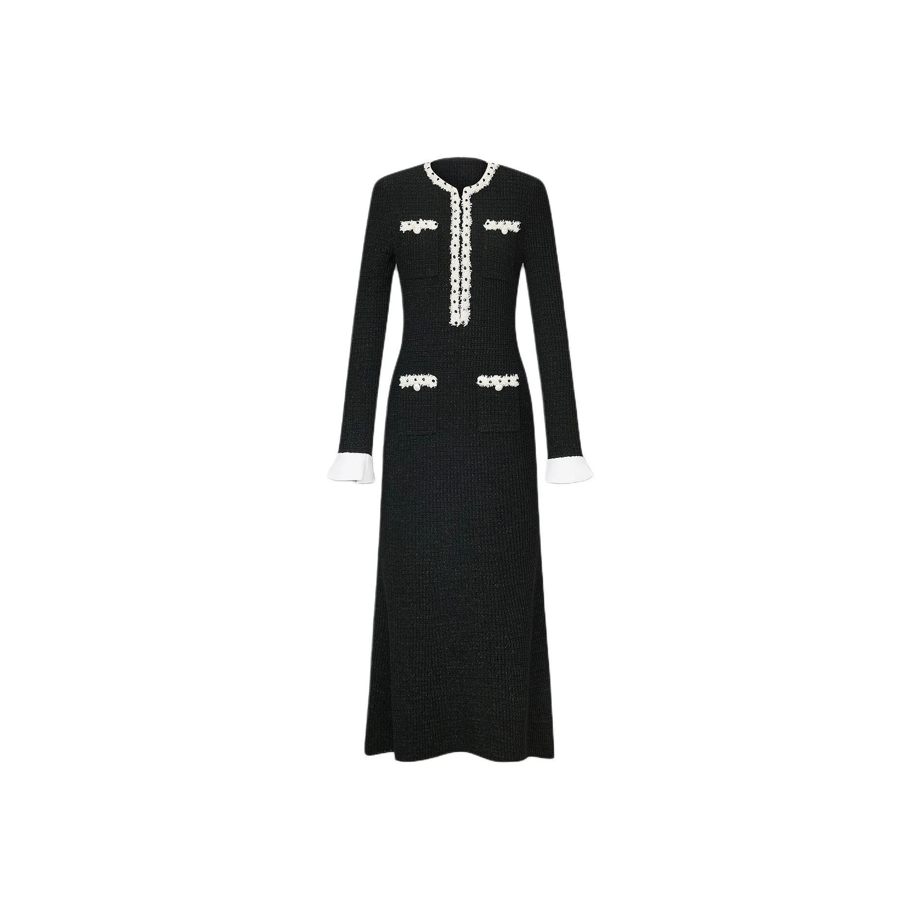 KARL LAGERFELD Длинное платье с длинными рукавами женское черное