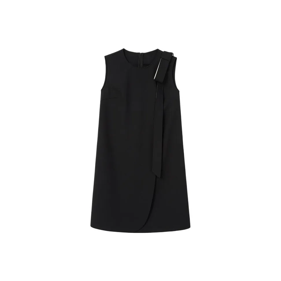 Yiner Без рукавов Платье Женское Черное