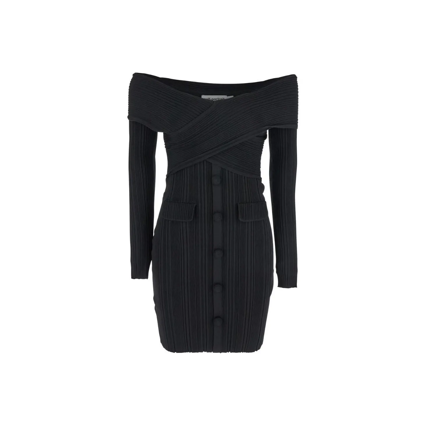 Self portrait Off Shoulder Knitted Midi Dress