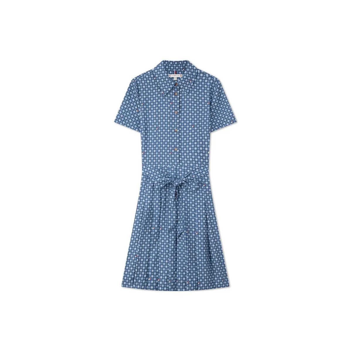Tommy Hilfiger Short Sleeved Dresses Women's Blue And White Pattern