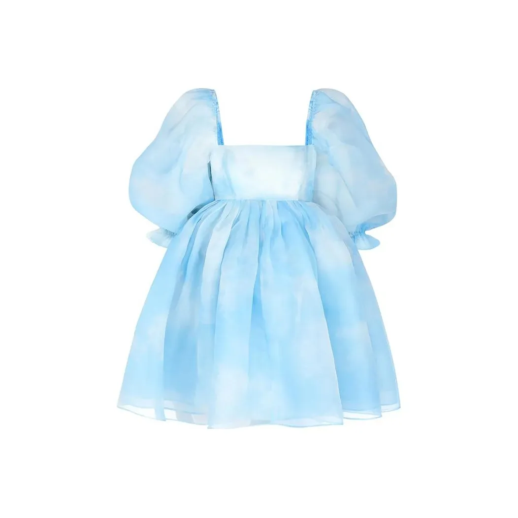 Selkie Коллекция Короткий рукав Платье Женское Синий