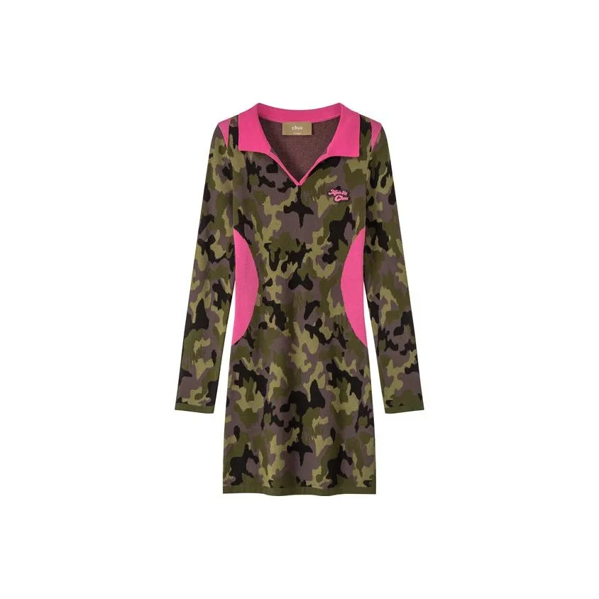 CHUU Long Sleeved Dresses Women's Army Green
