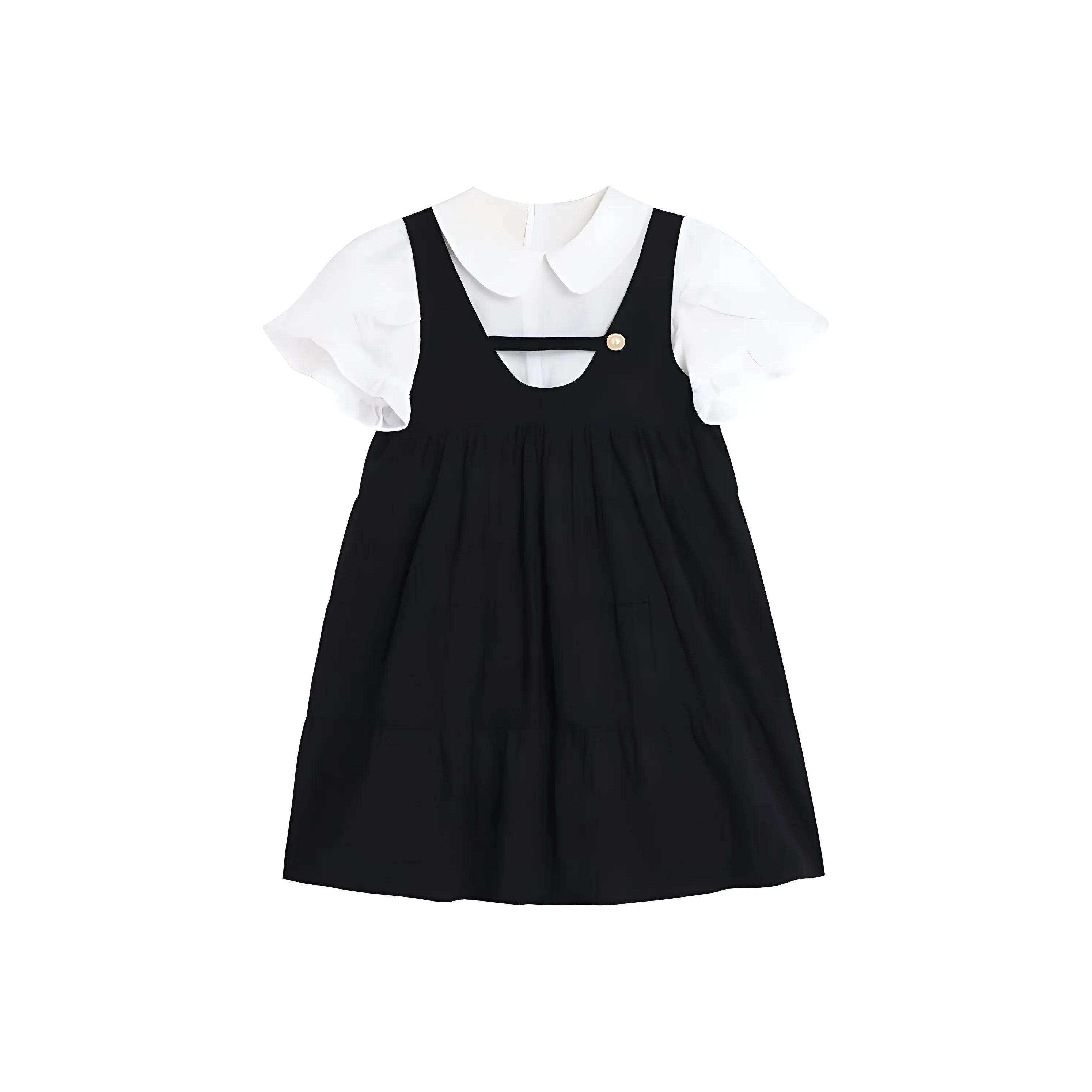 KEAB Короткий рукав Платье Женское Черное