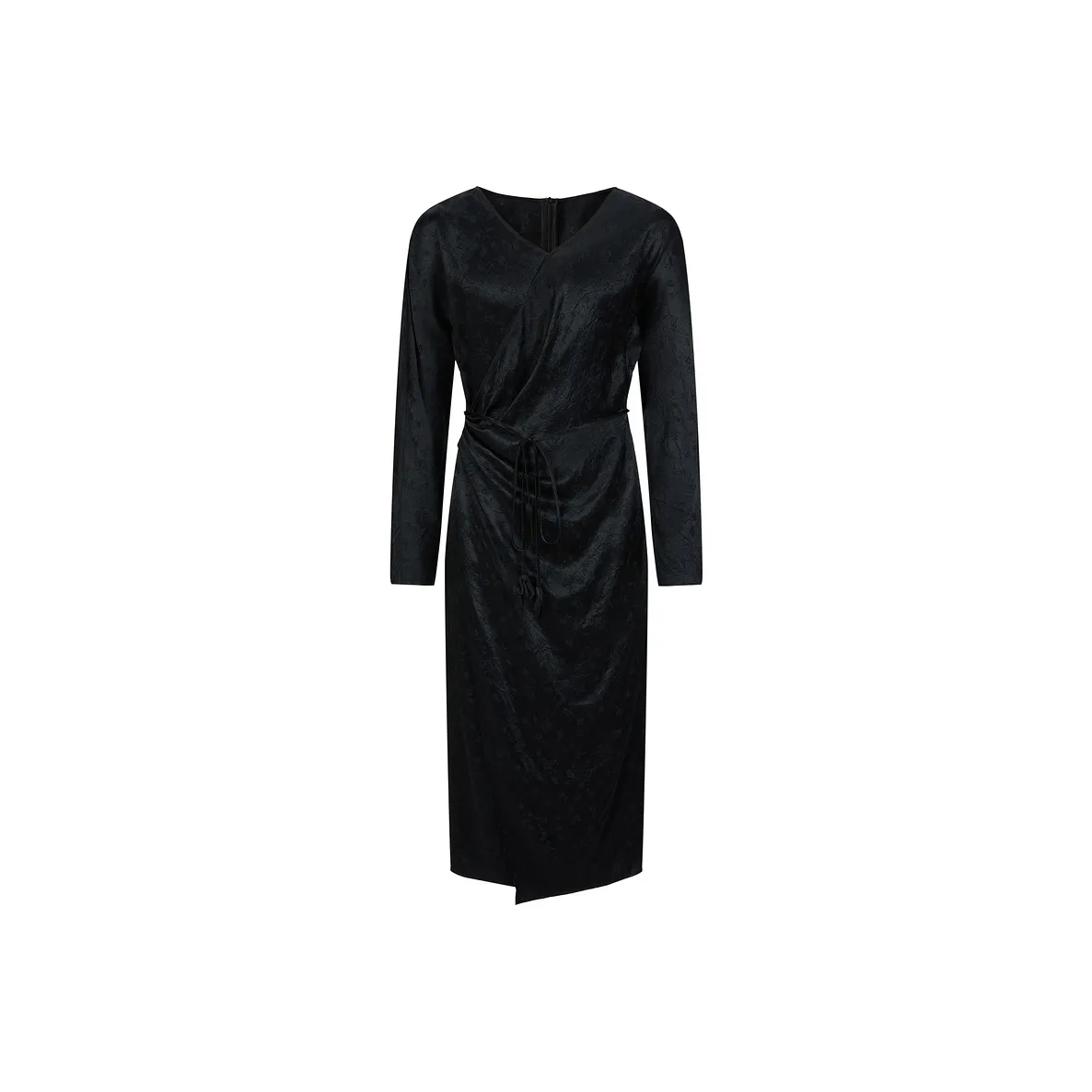 JZ. ANNAKRO Длинное платье с длинным рукавом женское простой дизайн черный цвет