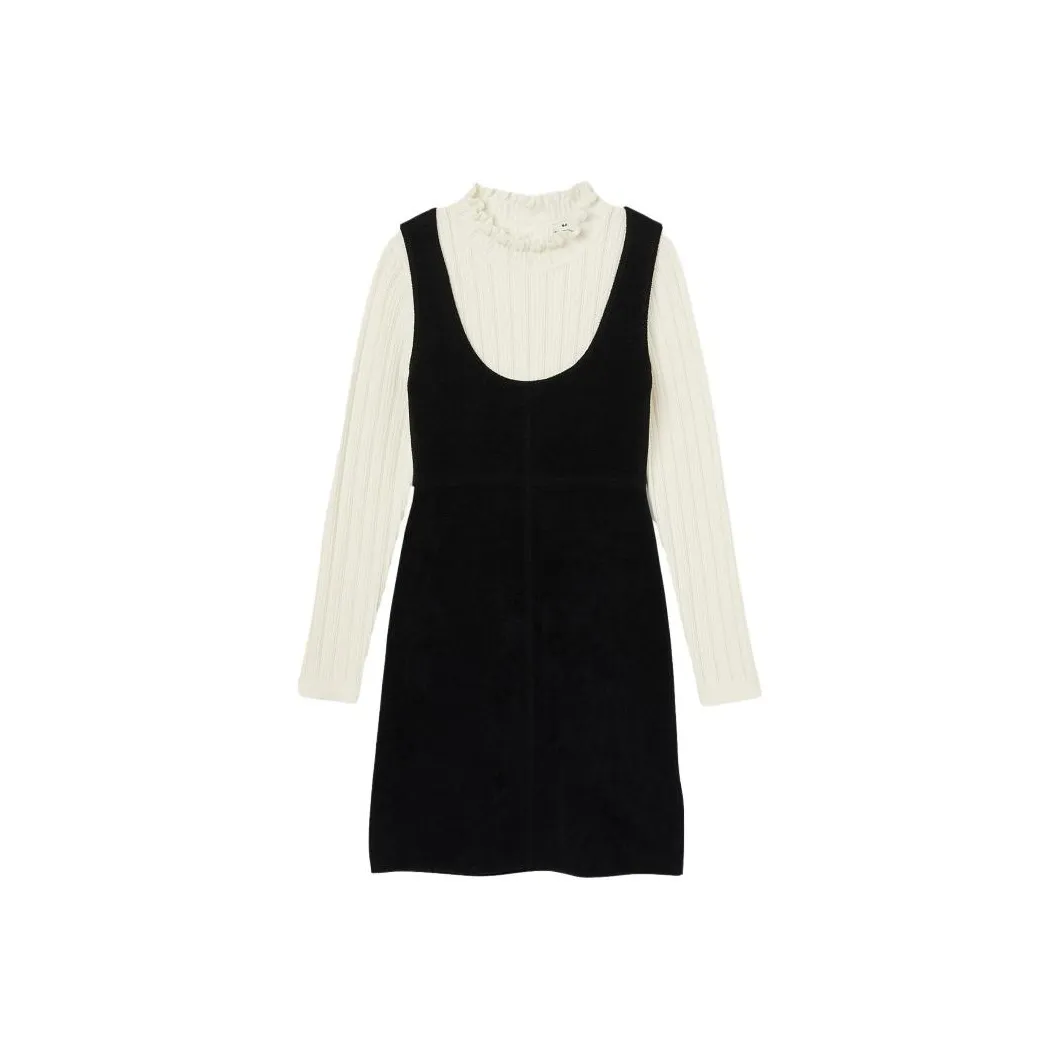 Sandro Layered Knitted Pinafore Dress