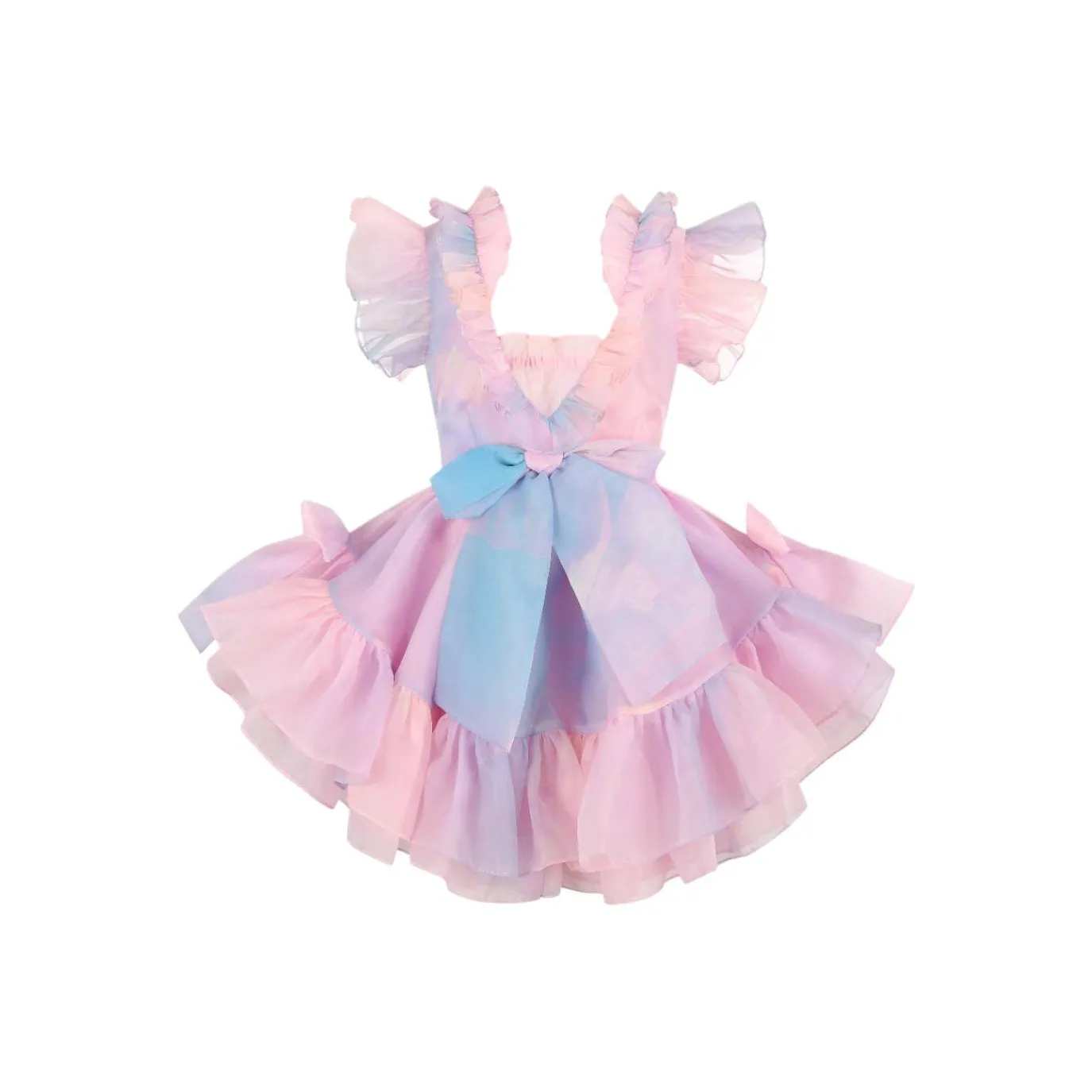 Selkie Коллекция Короткий рукав Платье Женское Рассвет Бабочка Shadow С принтом