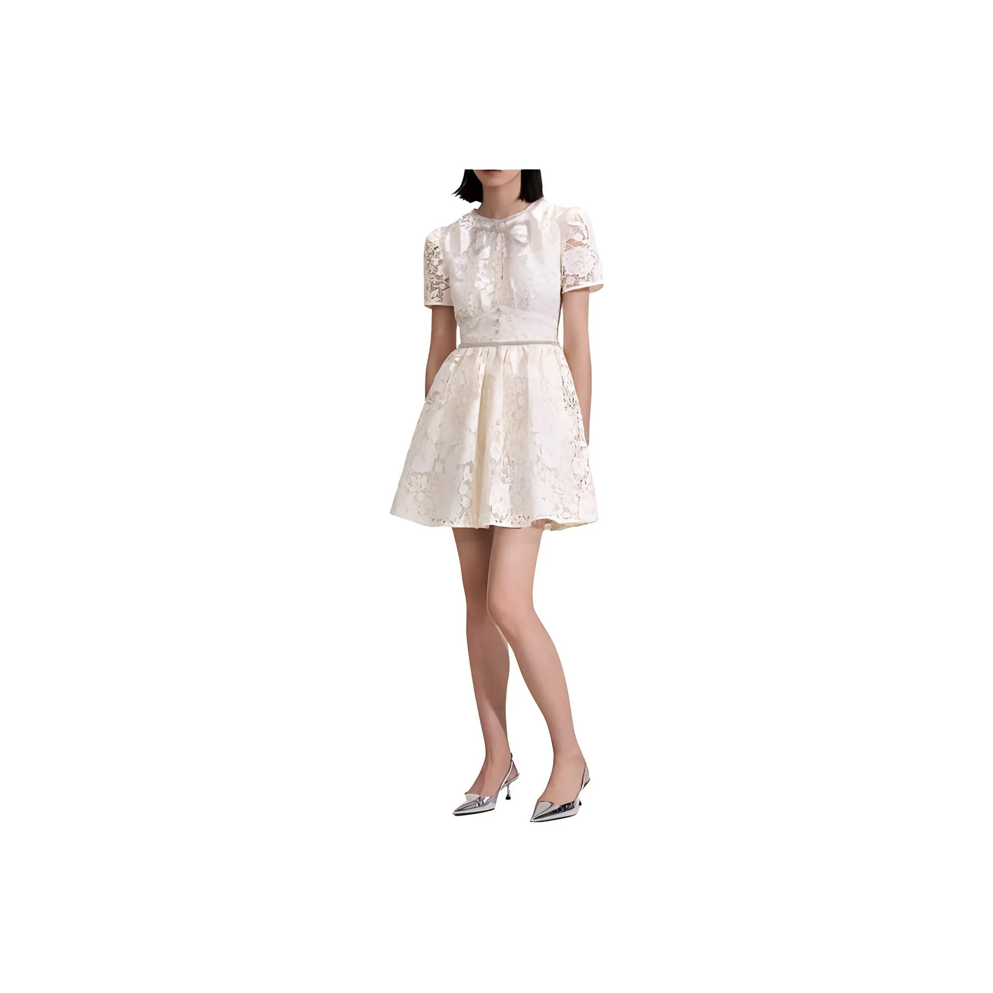Self portrait Short Sleeved Dresses Women's Cream