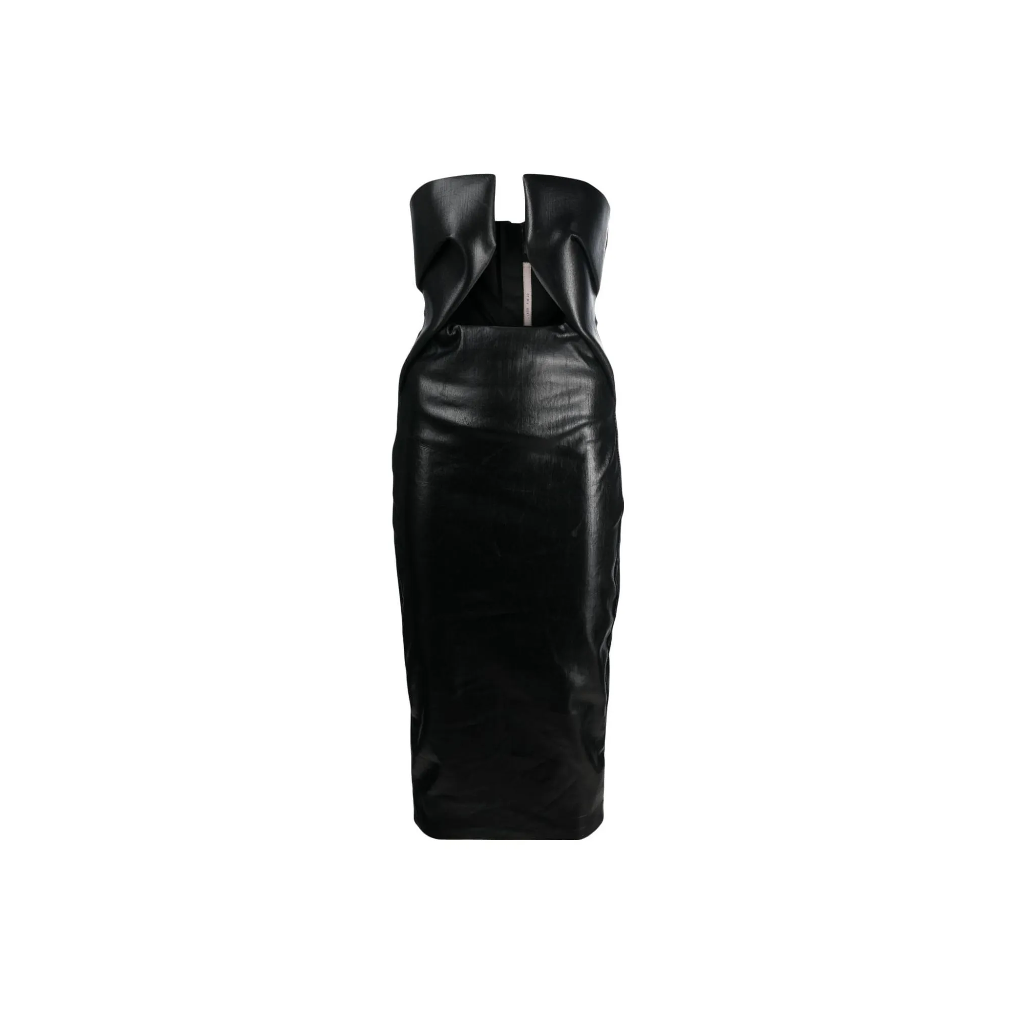 RICK OWENS Strapless Patent Midi Dress