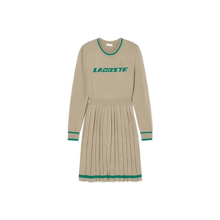 LACOSTE Хаки Женские Длинные Рукава Платья
