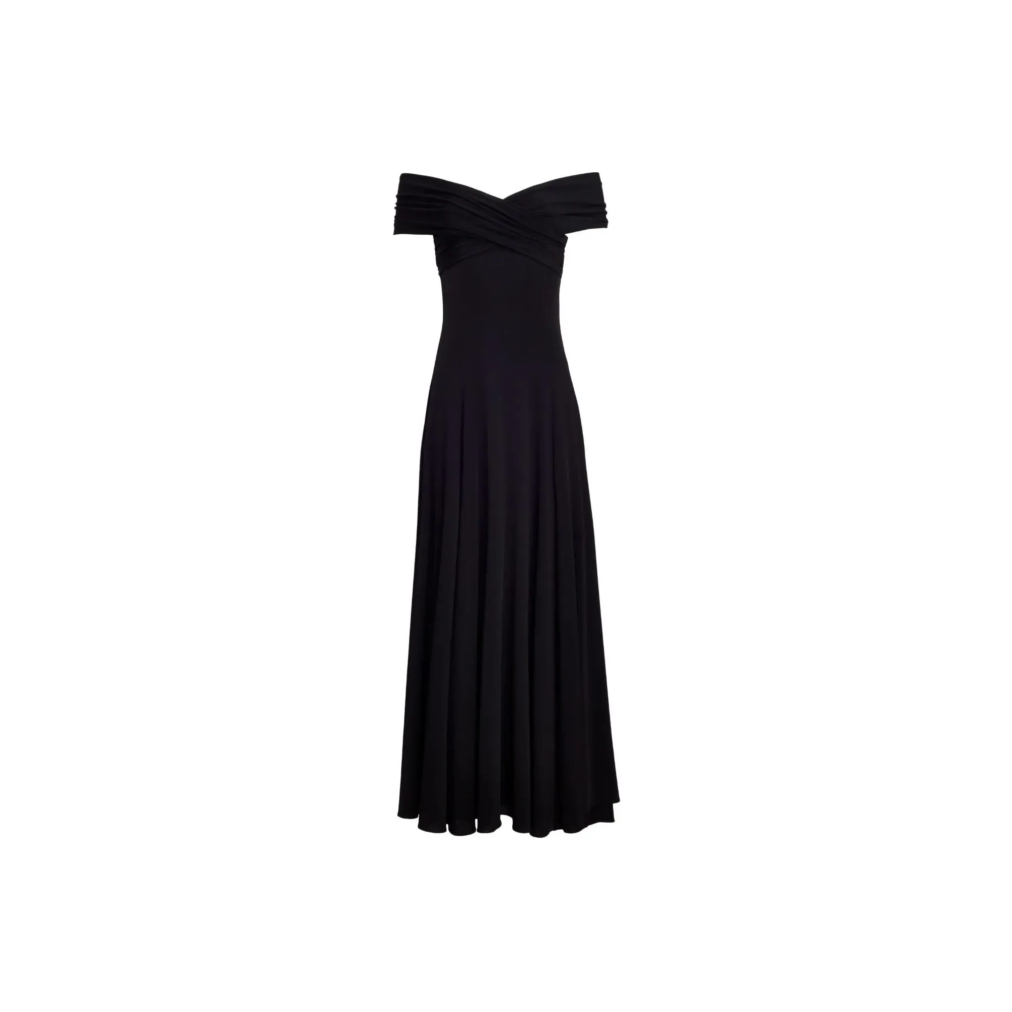 KHAITE The Bruna Off Shoulder Pleated Maxi Dress