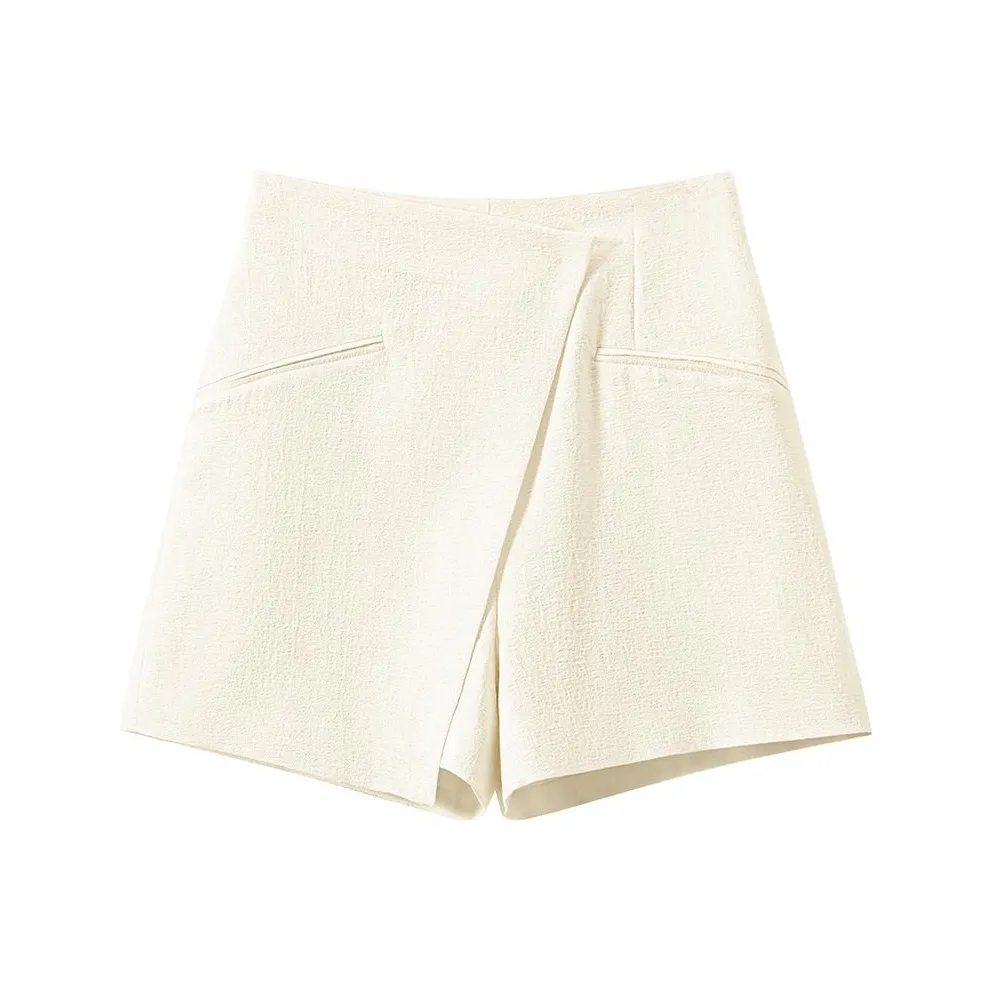 SHUXI Casual Shorts Women's Cattail Dandelion White