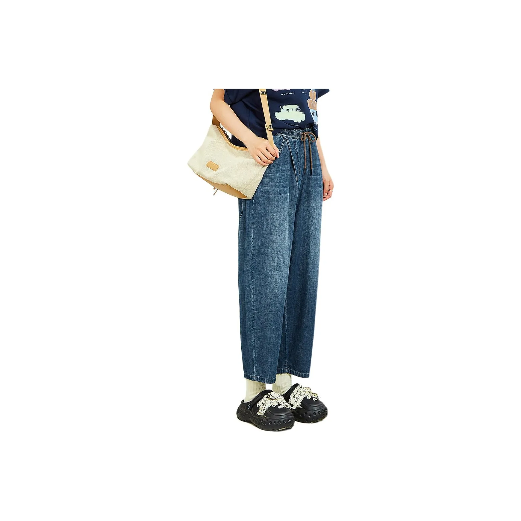 MUGUOGUOMU SS25 Джинсы Женские Деним Синий