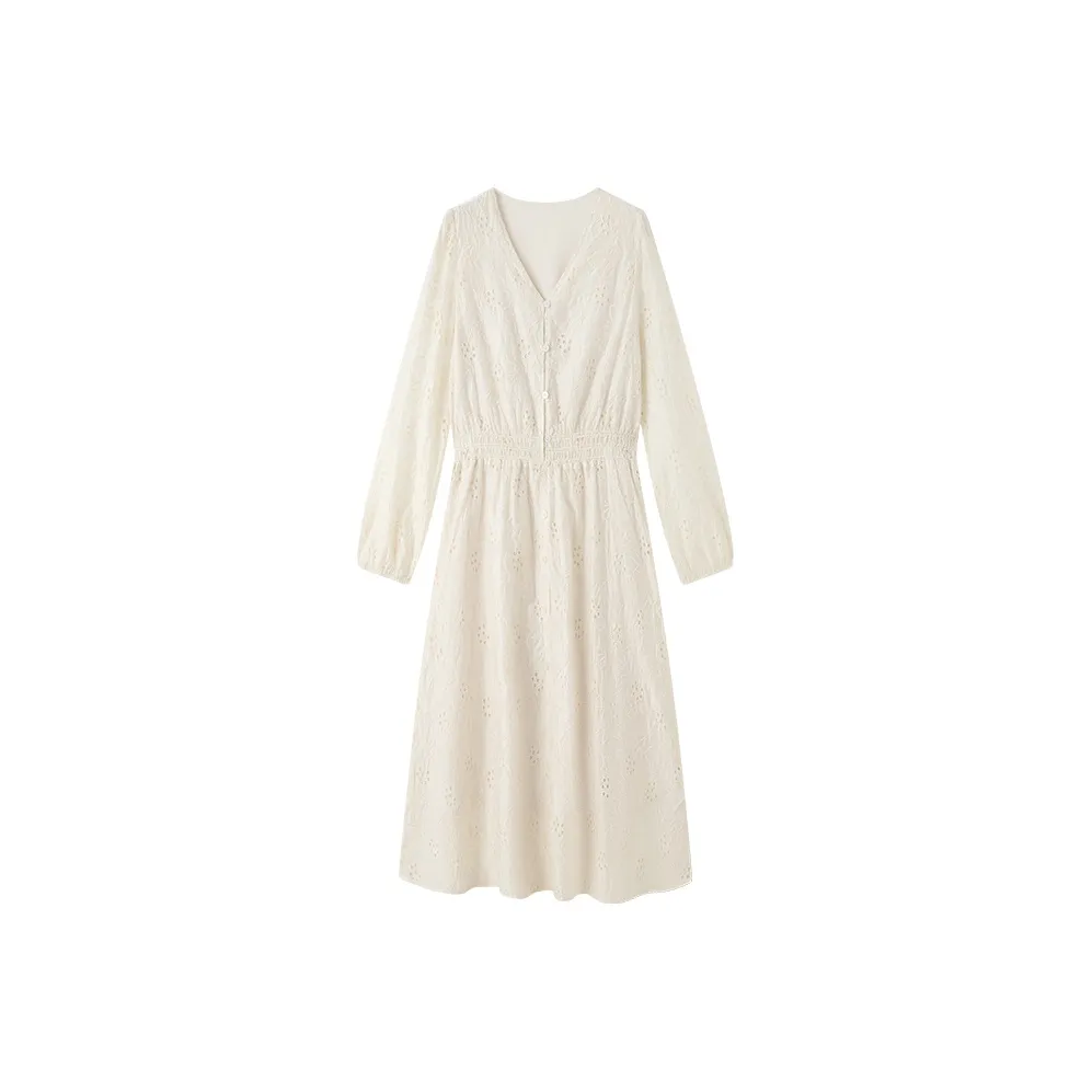 Still Quiet Длинное платье с длинными рукавами женское бежевый