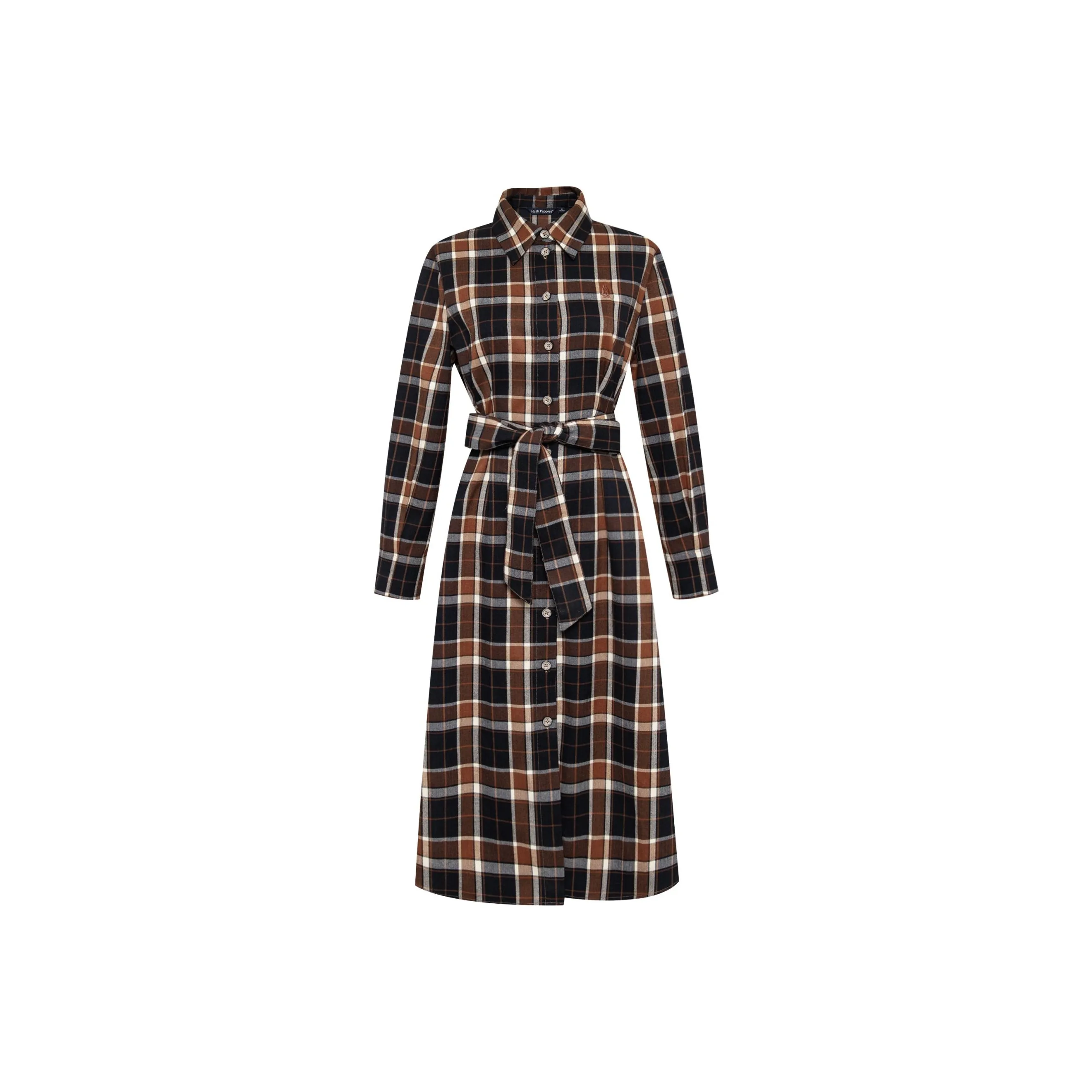 Hush Puppies Long Sleeved Dress Women's Blue Camel
